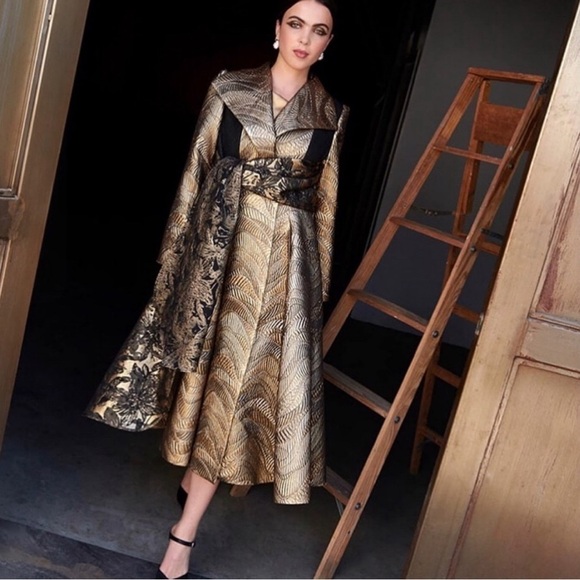 making the cut Jackets & Blazers - MAKING THE CUT Standard Metallic Jaquard Coat & Scarf jacket gold NWT size small